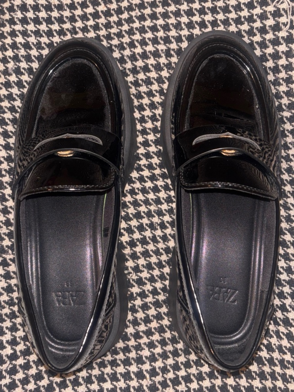 Zara Black Patent Leather Loafers